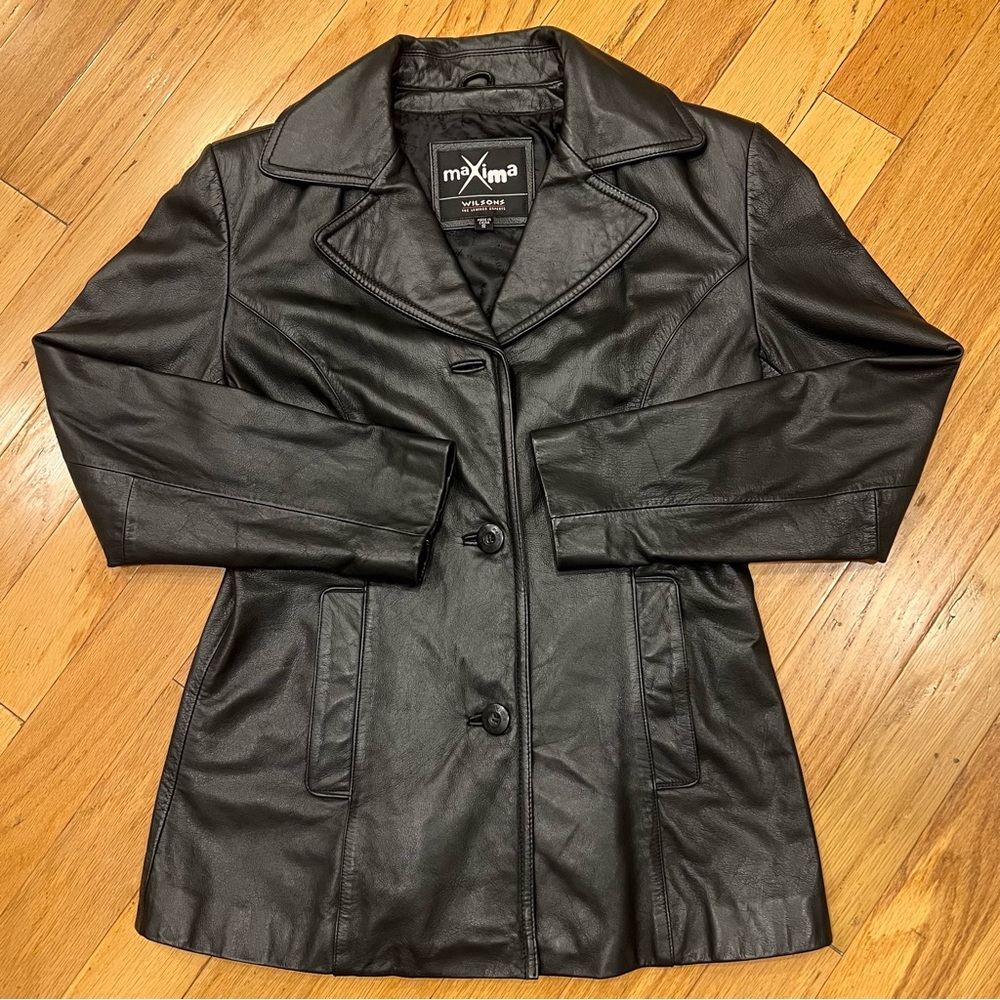 WILSONS Maxima Black 100% Leather Jacket Size S Women